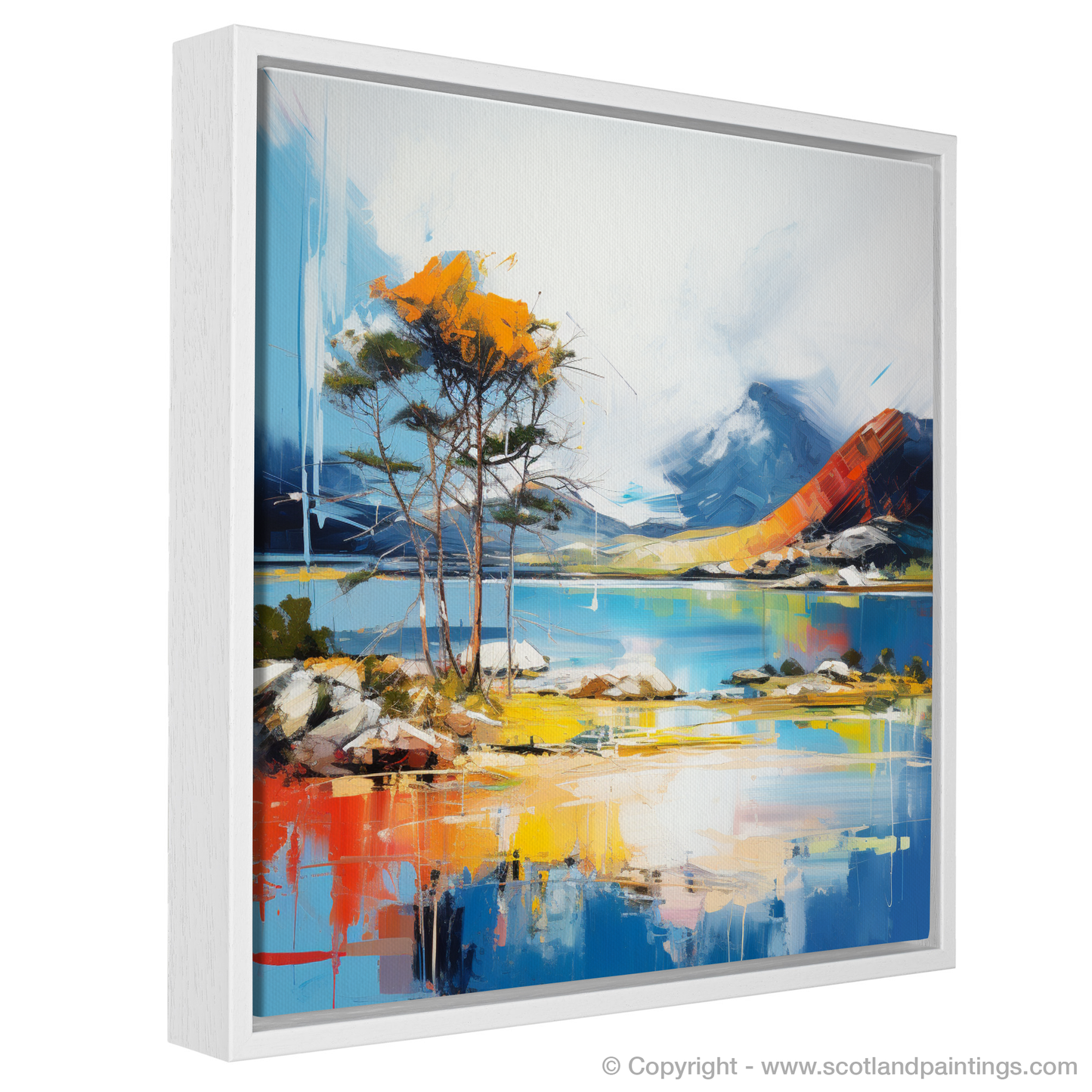 Painting and Art Print of Loch Maree, Wester Ross in summer entitled "Summer Blaze at Loch Maree".