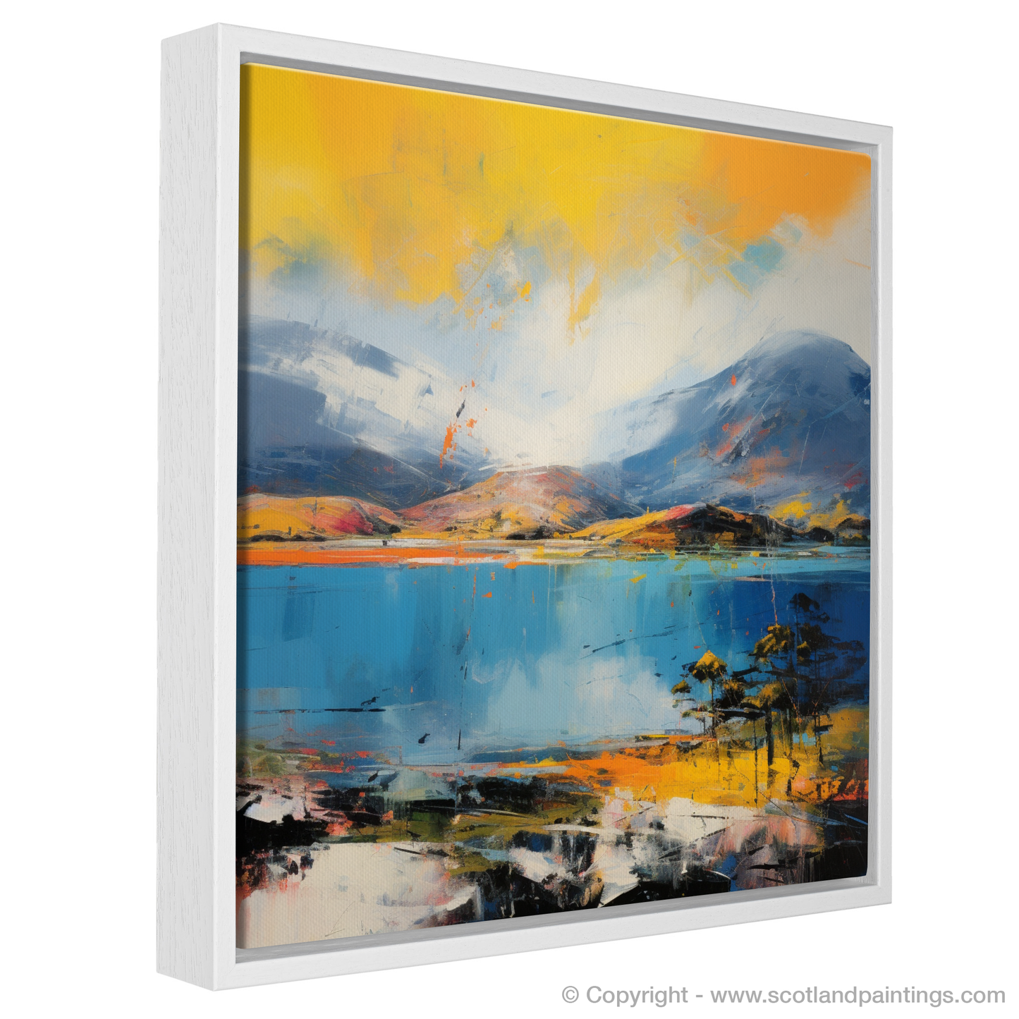 Painting and Art Print of Loch Maree, Wester Ross in summer entitled "Summer Blaze at Loch Maree".