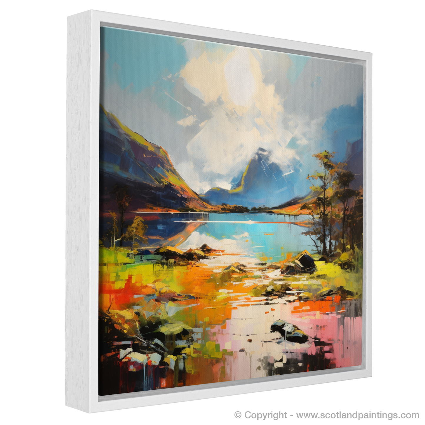 Painting and Art Print of Loch Maree, Wester Ross in summer entitled "Summer's Embrace at Loch Maree".