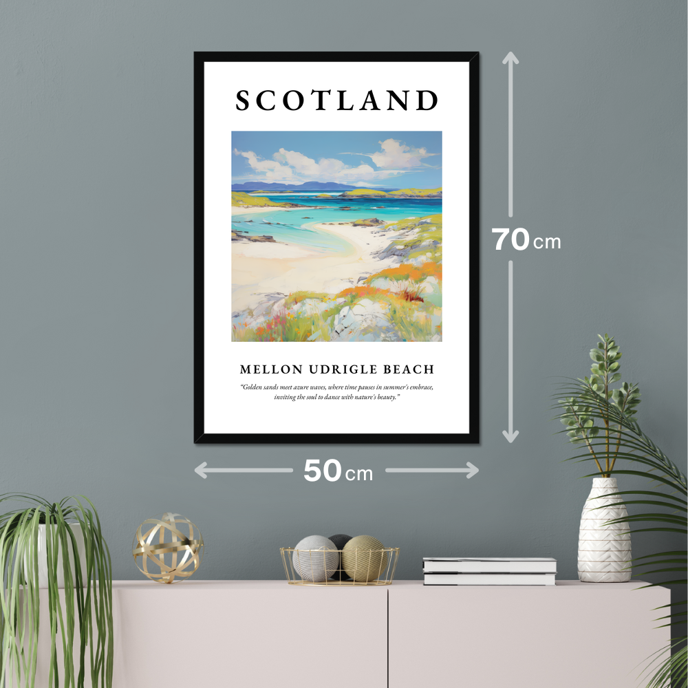 Poster of Mellon Udrigle Beach hanging on a wall