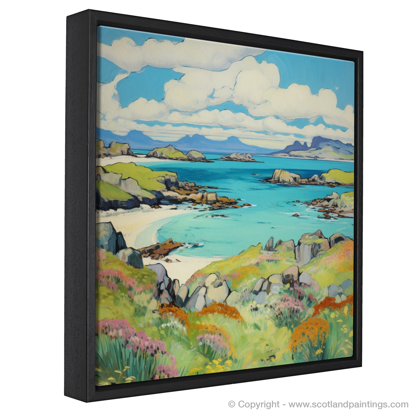 Painting and Art Print of Isle of Skyes smaller isles, Inner Hebrides in summer entitled "Summer Serenade on the Isle of Skye's Isles".