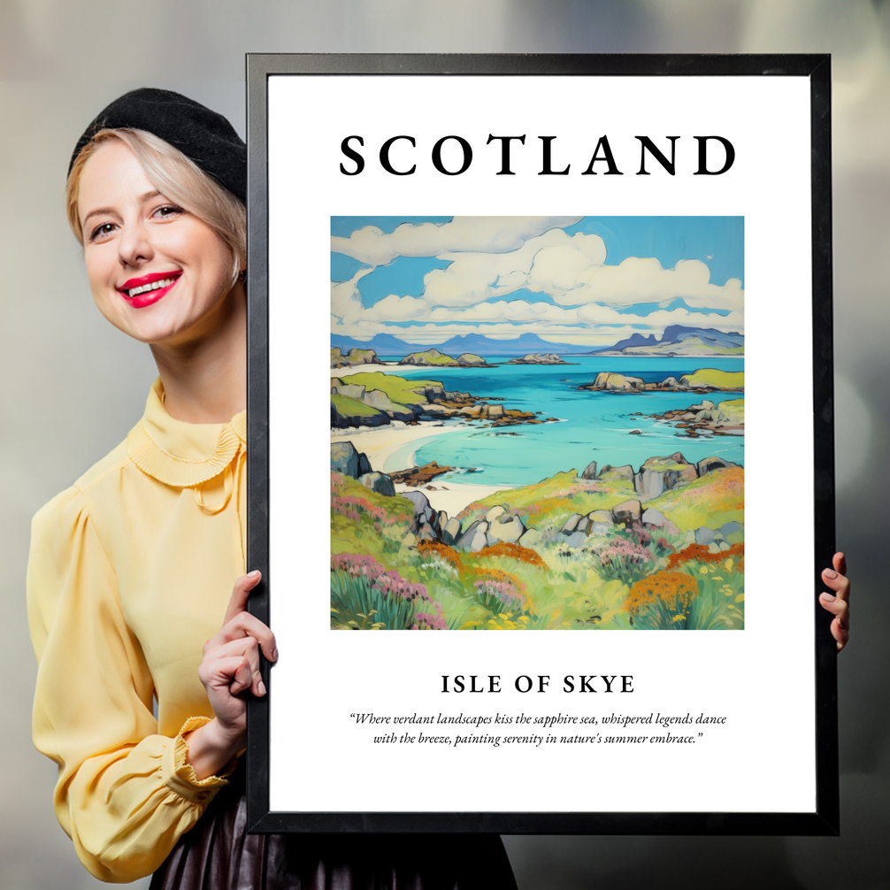 Person holding a poster of Isle of Skye