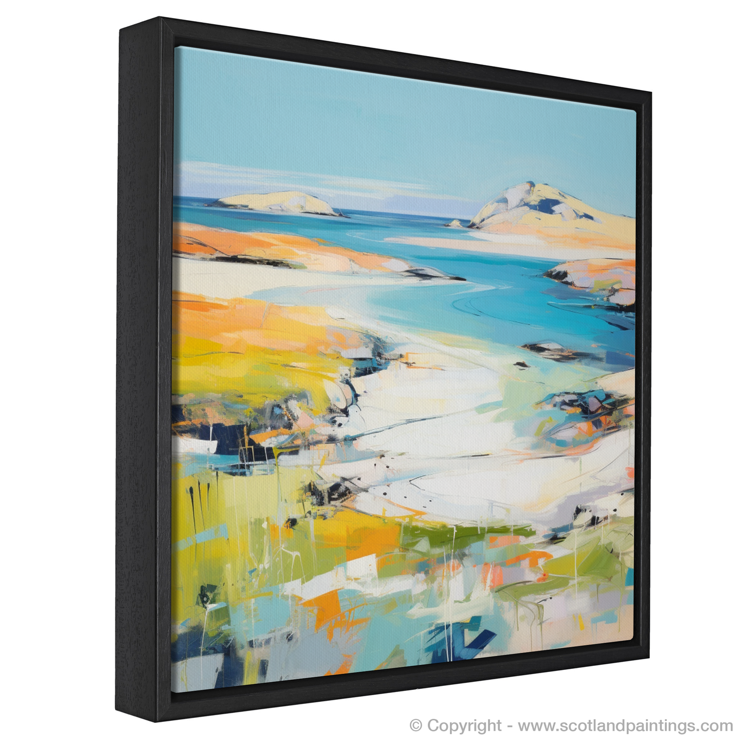 Painting and Art Print of Achmelvich Bay, Sutherland in summer entitled "Summer Blaze at Achmelvich Bay".