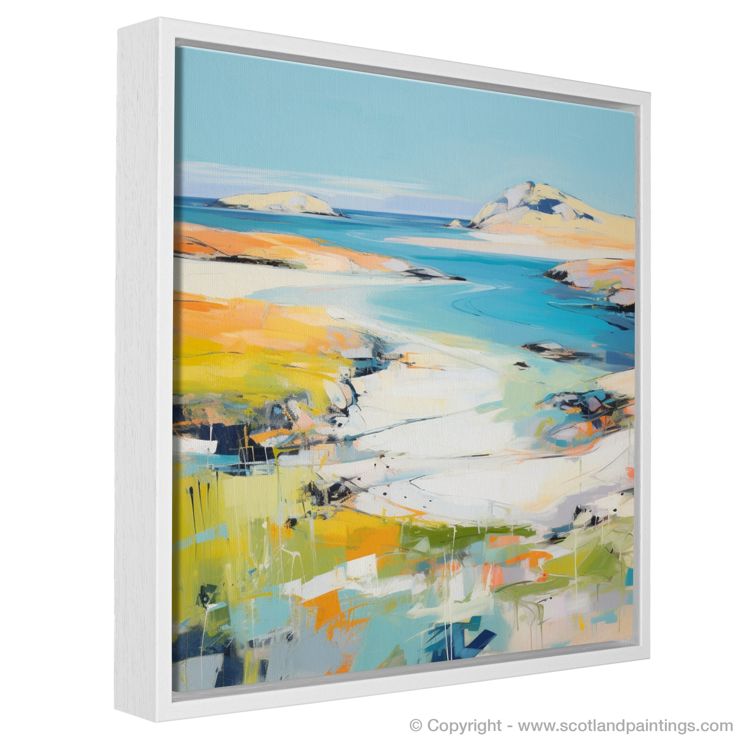 Painting and Art Print of Achmelvich Bay, Sutherland in summer entitled "Summer Blaze at Achmelvich Bay".