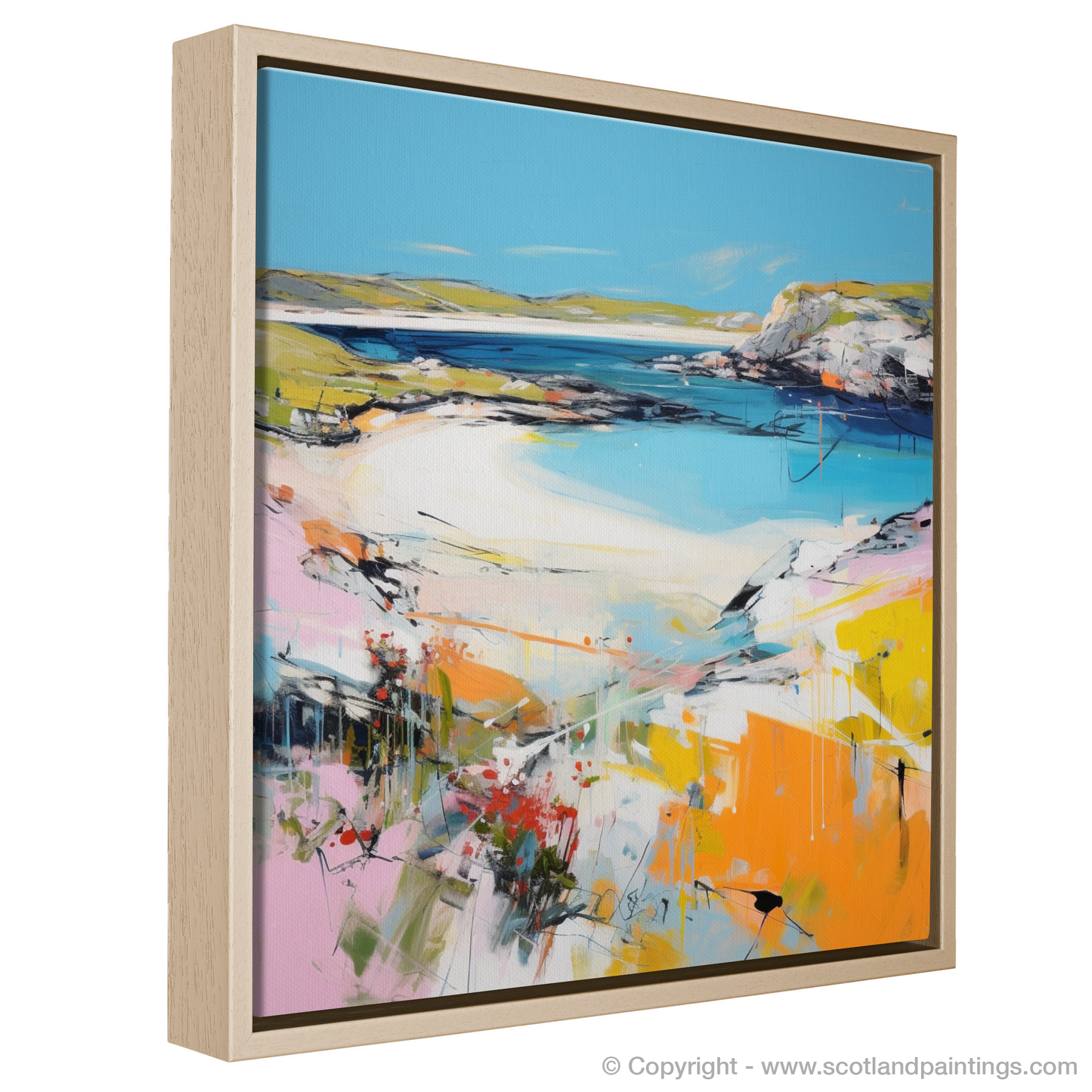 Painting and Art Print of Achmelvich Bay, Sutherland in summer entitled "Achmelvich Bay Summer Radiance".