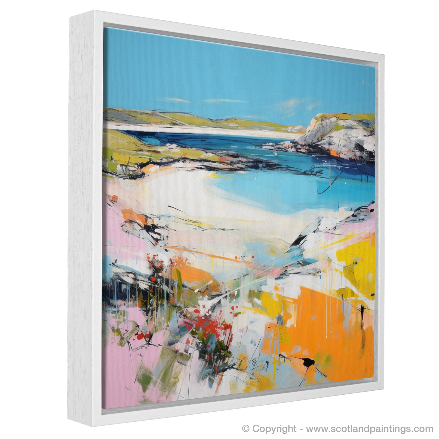 Painting and Art Print of Achmelvich Bay, Sutherland in summer entitled "Achmelvich Bay Summer Radiance".