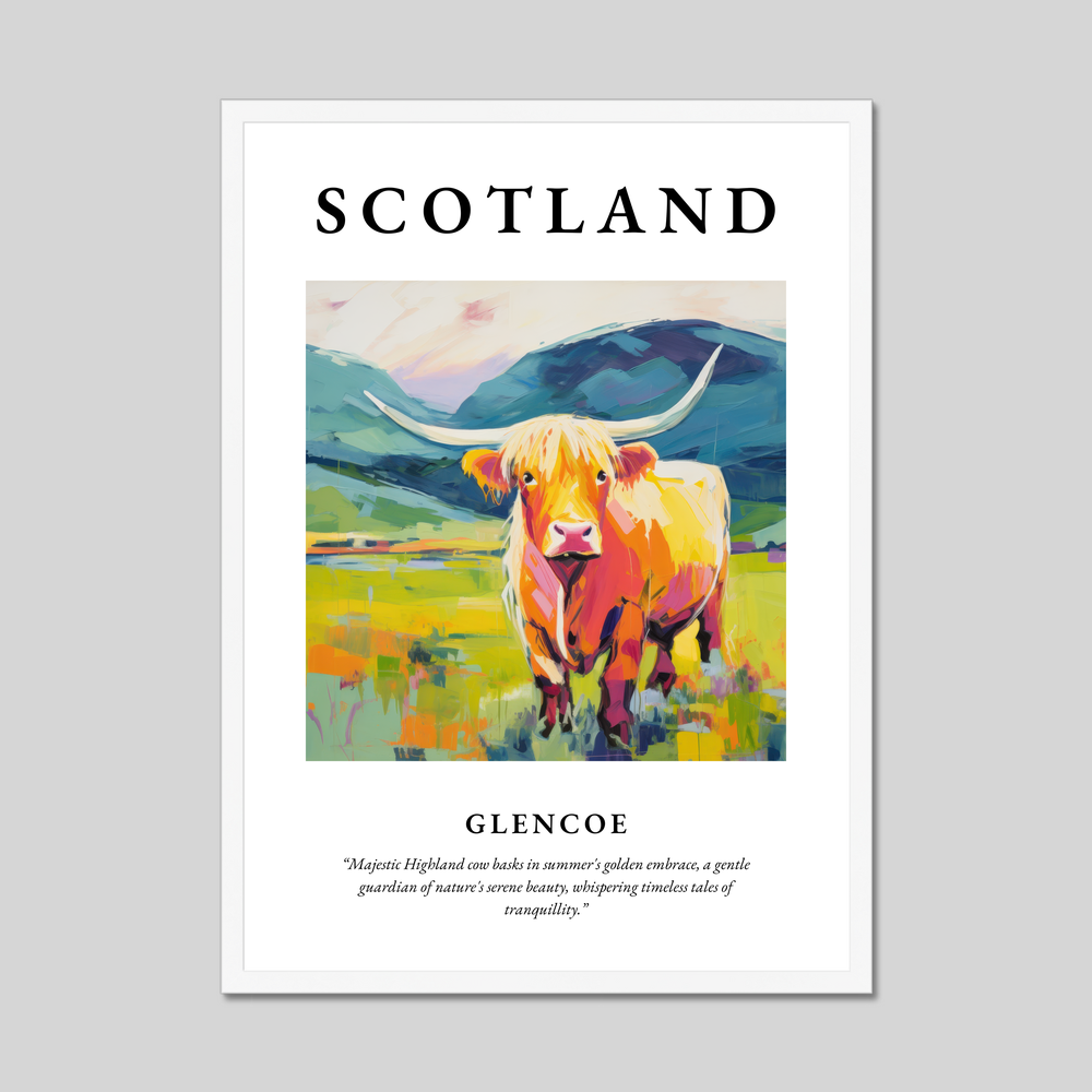 Poster in a white frame with the word Scotland