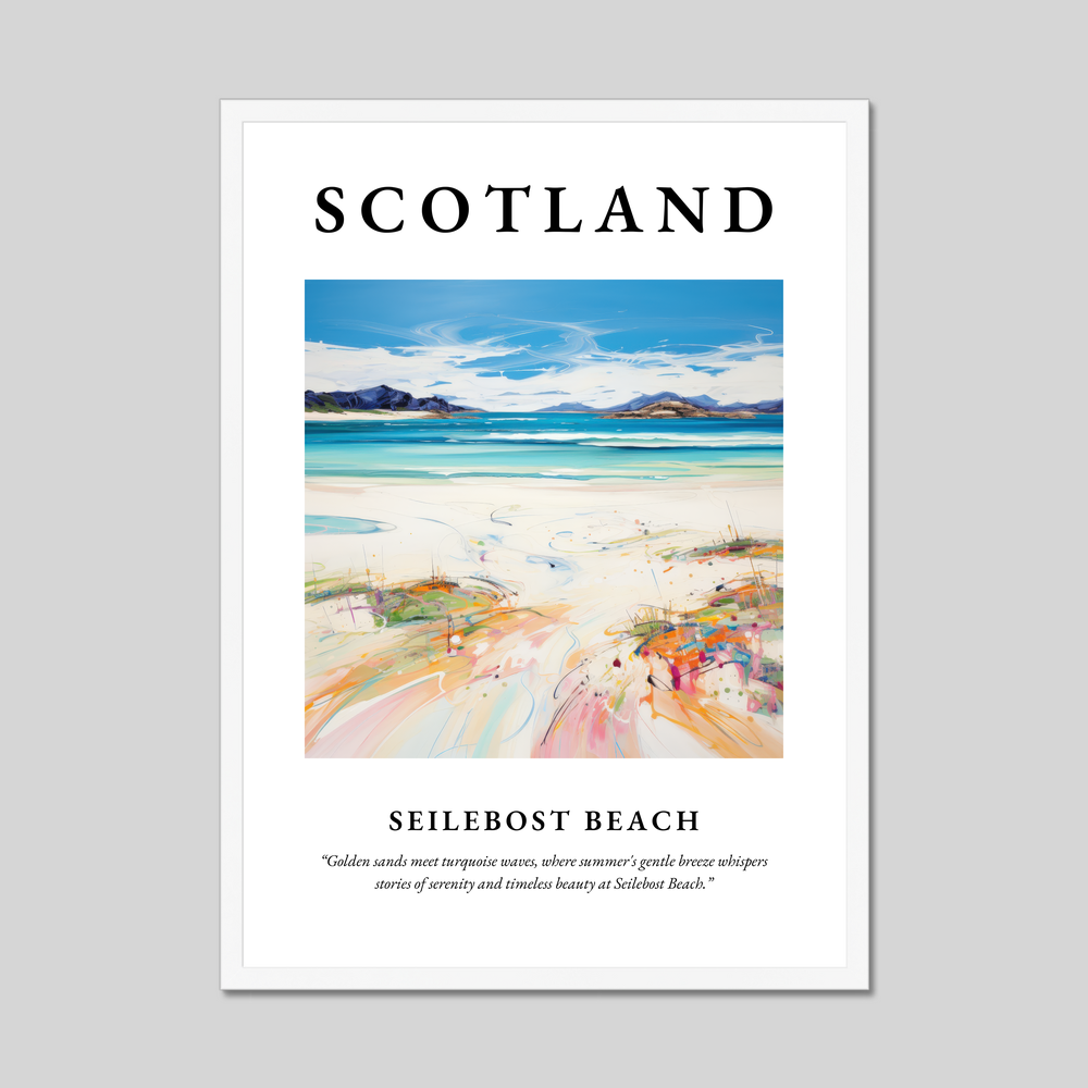 Poster in a white frame with the word Scotland