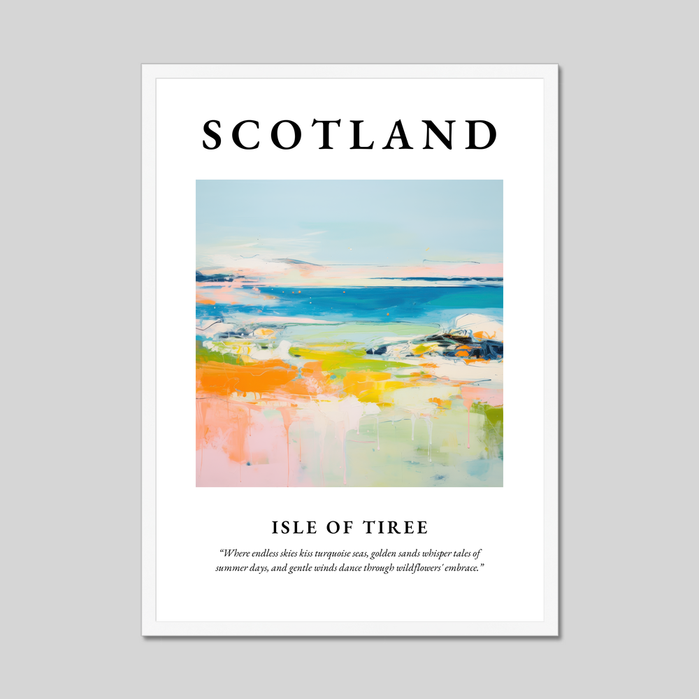 Poster in a white frame with the word Scotland