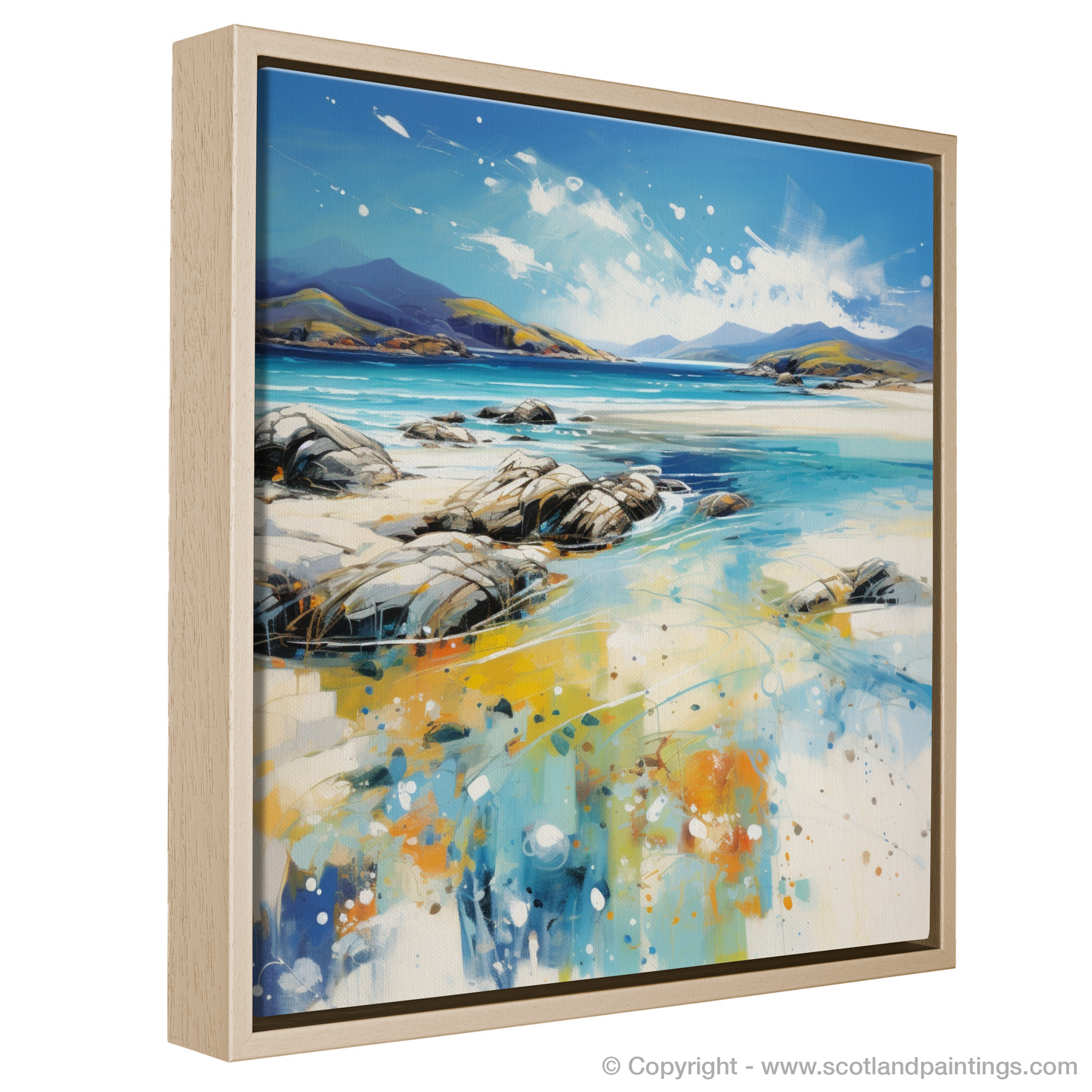 Painting and Art Print of Seilebost Beach, Isle of Harris in summer. Abstract Seaside Summer on Seilebost Beach.