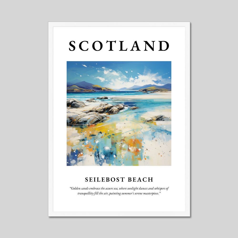 Poster in a white frame with the word Scotland