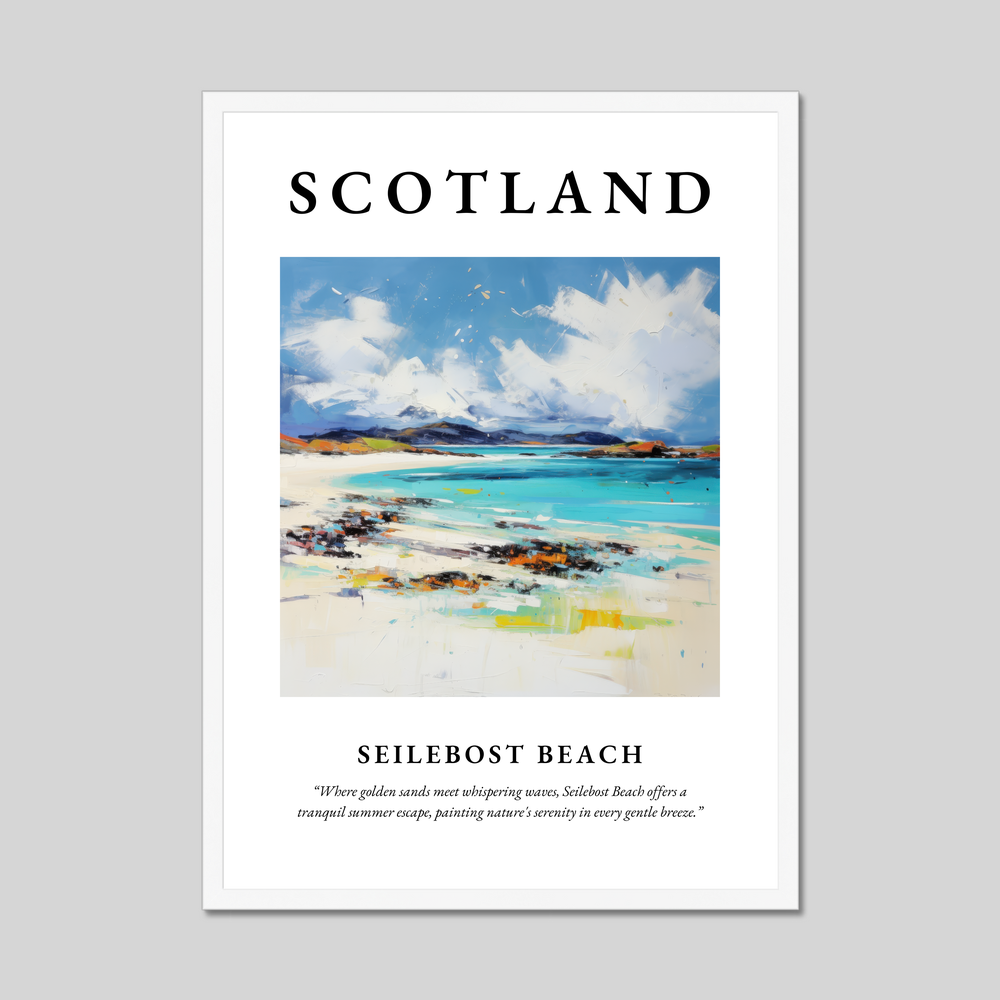 Poster in a white frame with the word Scotland