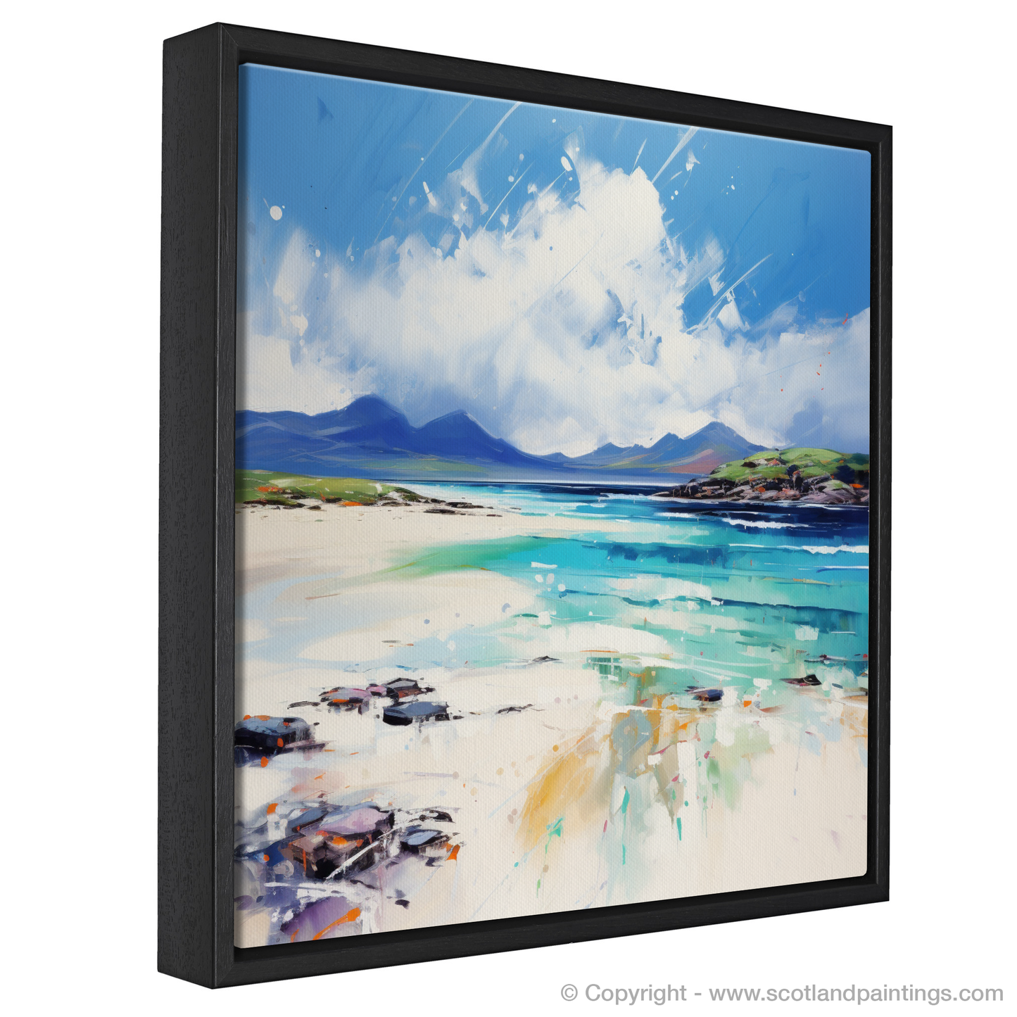 Painting and Art Print of Seilebost Beach, Isle of Harris in summer entitled "Abstract Seilebost: A Scottish Summer Symphony".