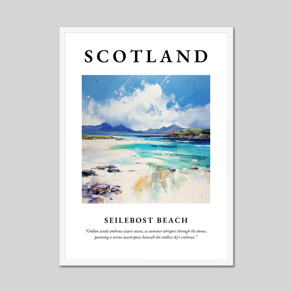 Poster in a white frame with the word Scotland