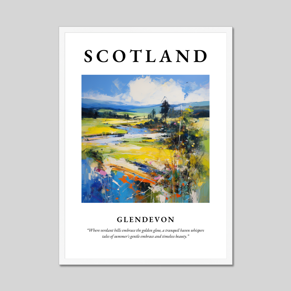 Poster in a white frame with the word Scotland