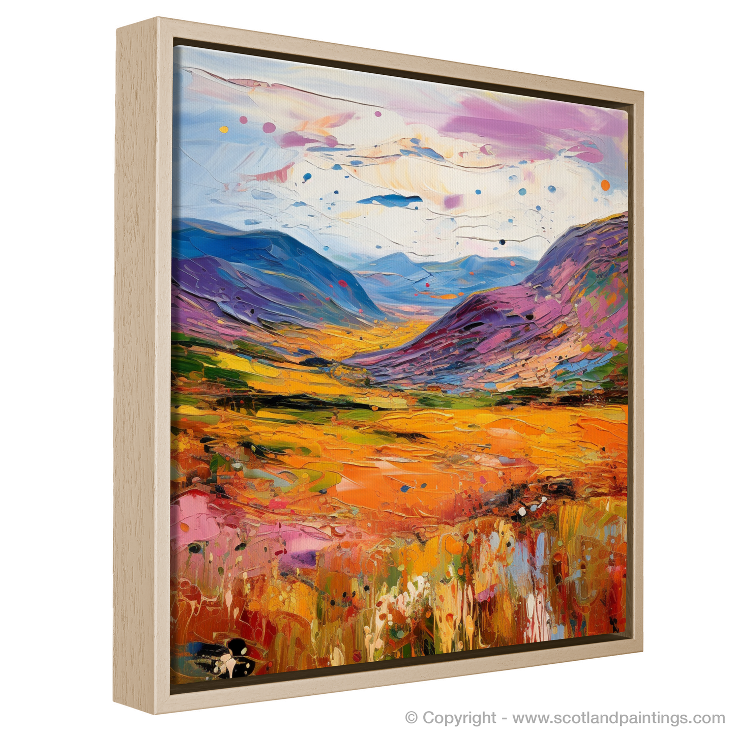 Painting and Art Print of Glen Roy, Highlands in summer entitled "Summer's Radiance in Glen Roy Highlands".