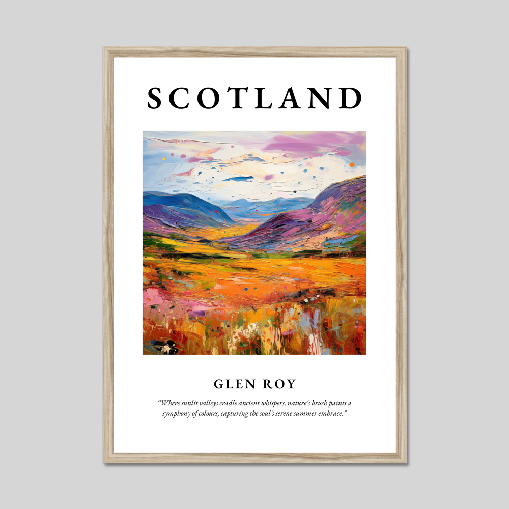 Poster in a natural frame with the word Scotland