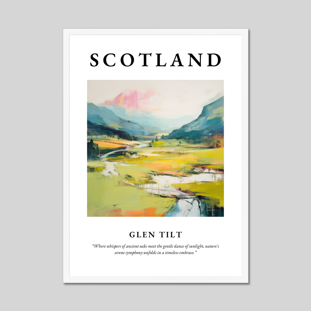 Poster in a white frame with the word Scotland