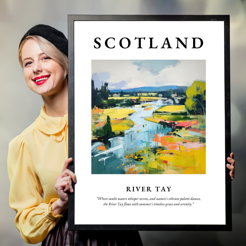 Person holding a poster of River Tay