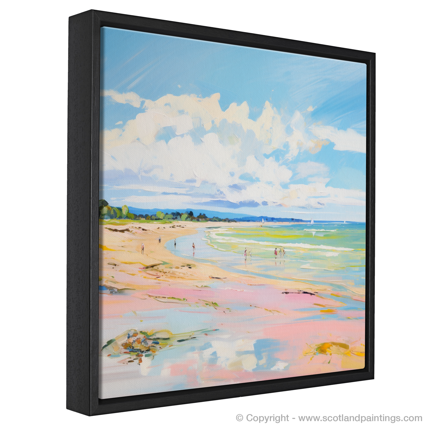 Painting and Art Print of Longniddry Beach, East Lothian in summer entitled "Summer Serenity at Longniddry Beach East Lothian".