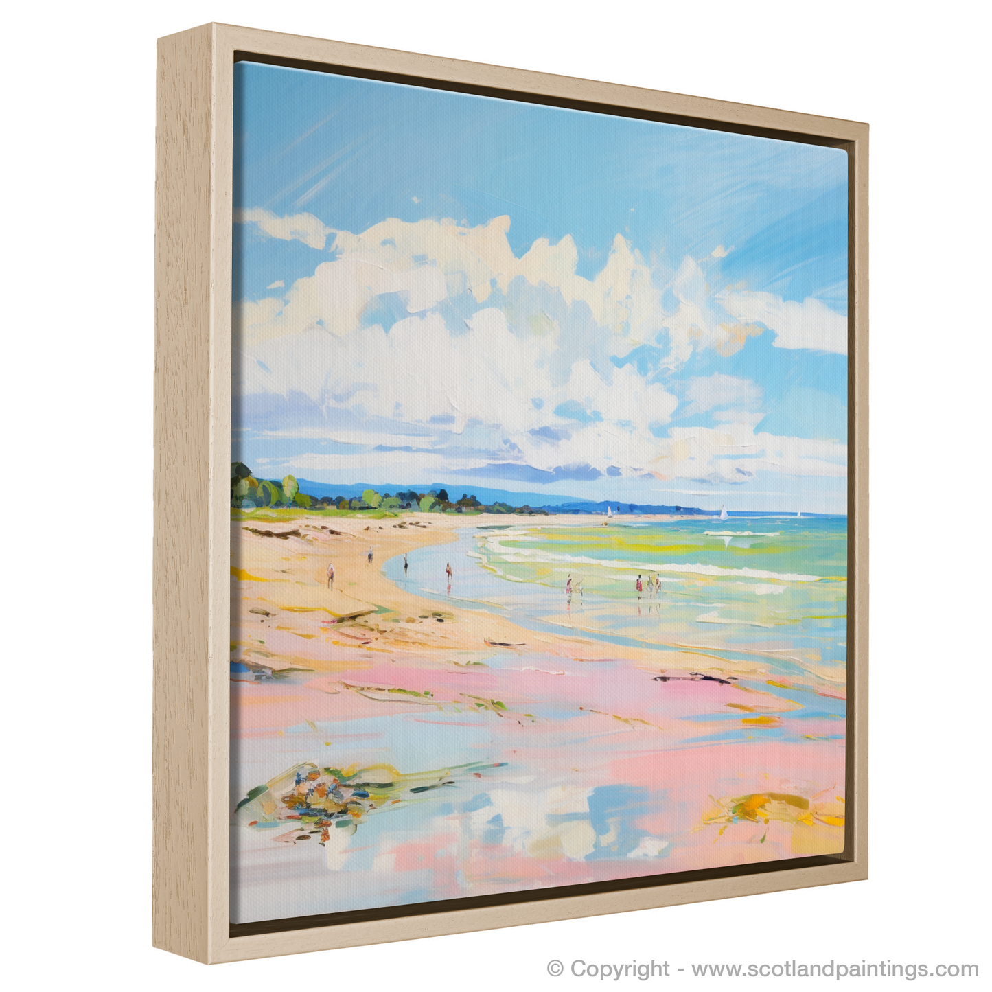 Painting and Art Print of Longniddry Beach, East Lothian in summer entitled "Summer Serenity at Longniddry Beach East Lothian".