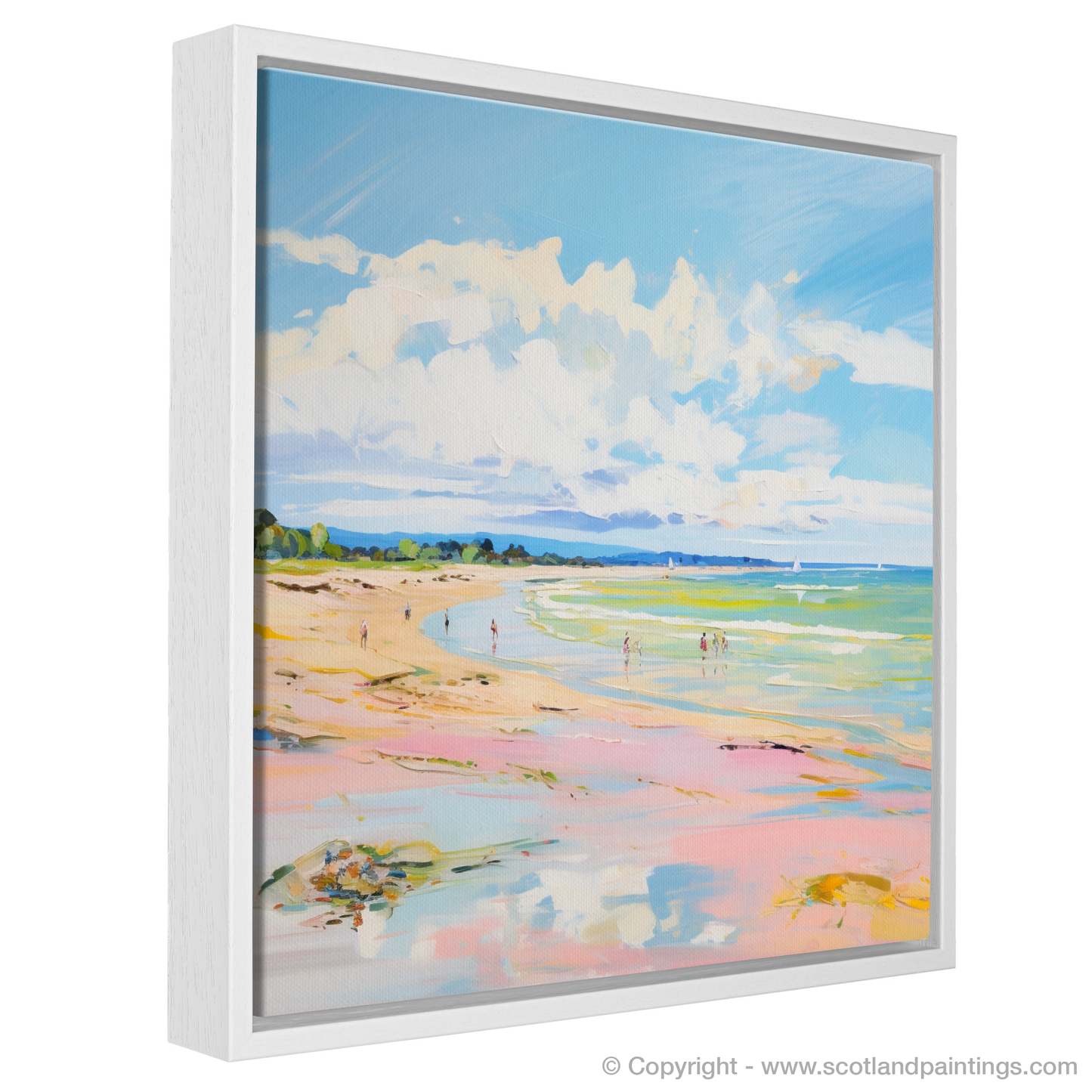 Painting and Art Print of Longniddry Beach, East Lothian in summer entitled "Summer Serenity at Longniddry Beach East Lothian".