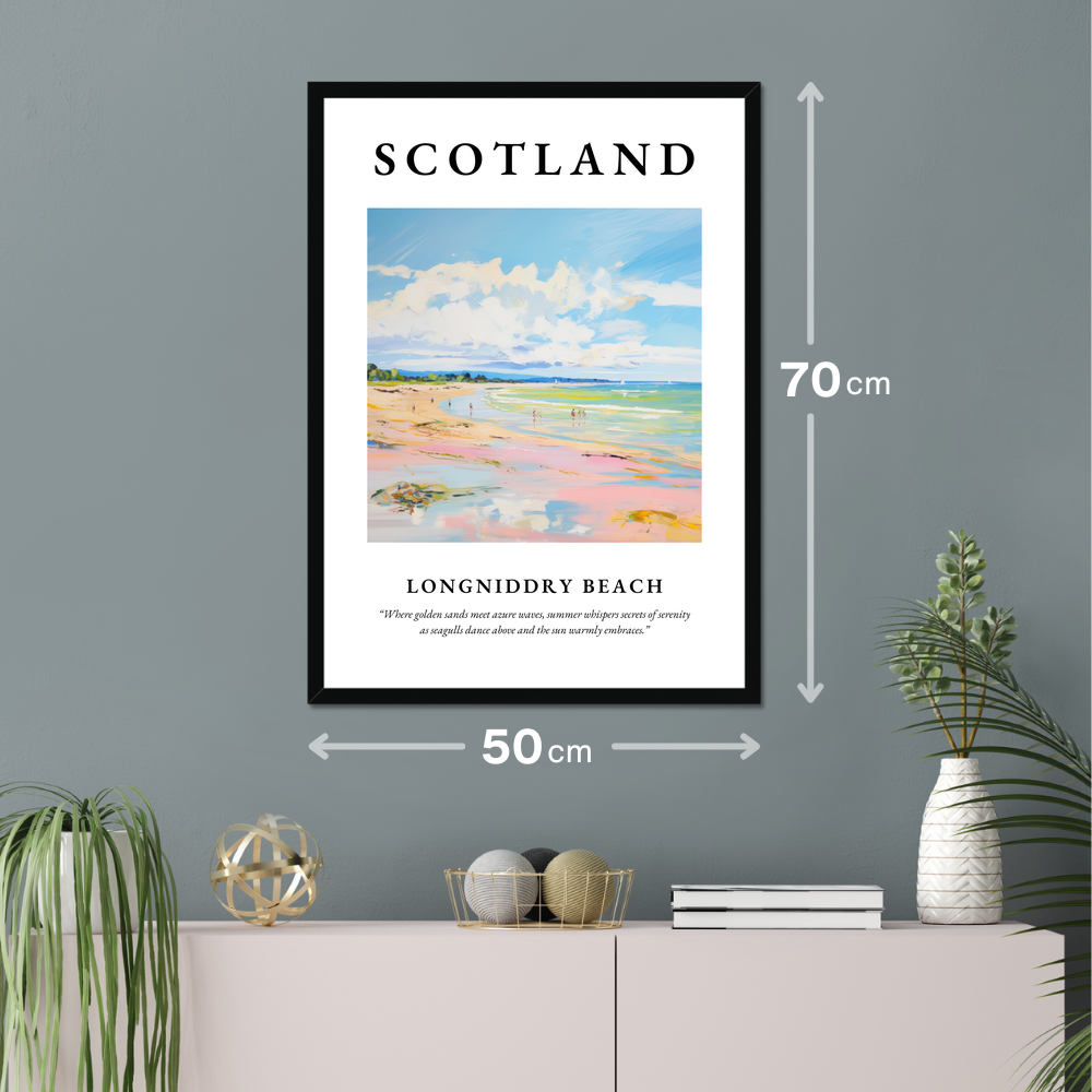 Poster of Longniddry Beach hanging on a wall