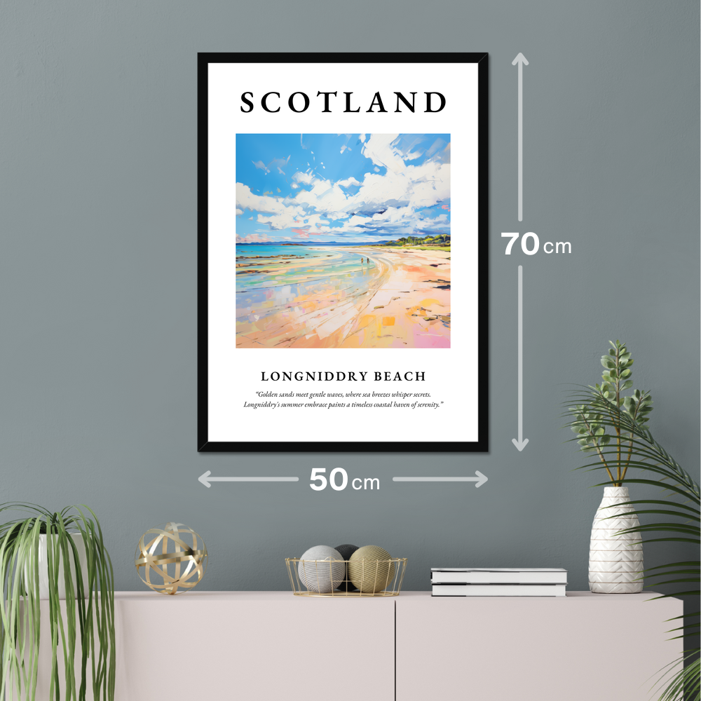 Poster of Longniddry Beach hanging on a wall