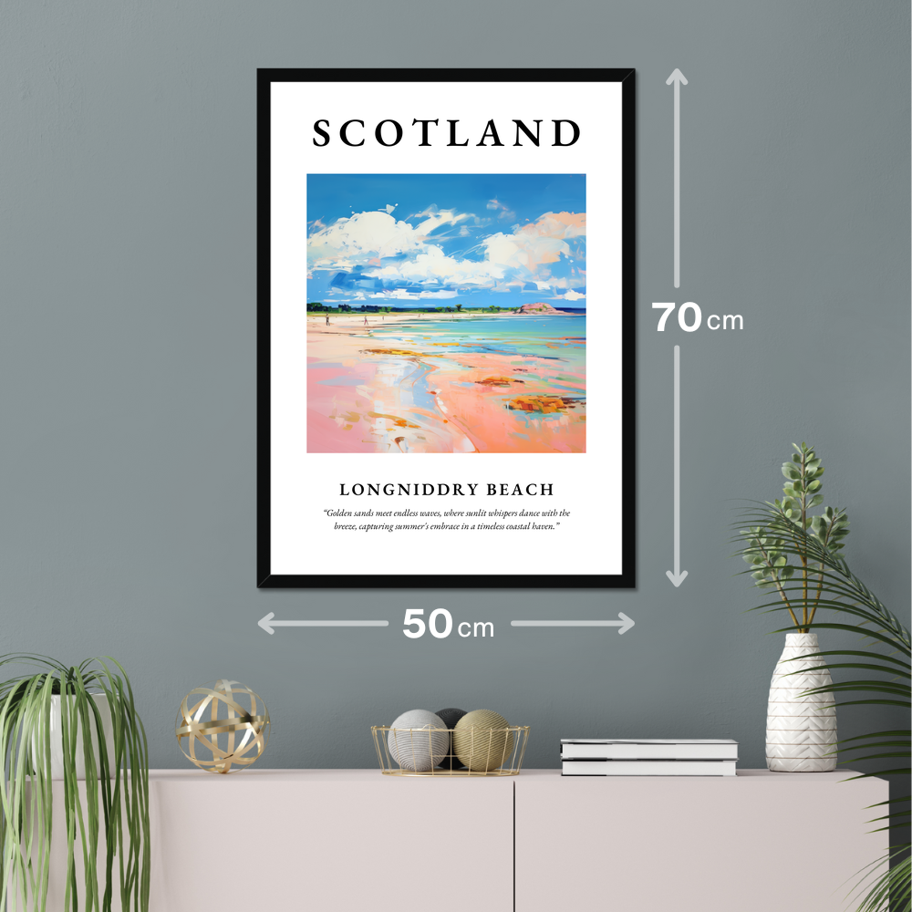 Poster of Longniddry Beach hanging on a wall