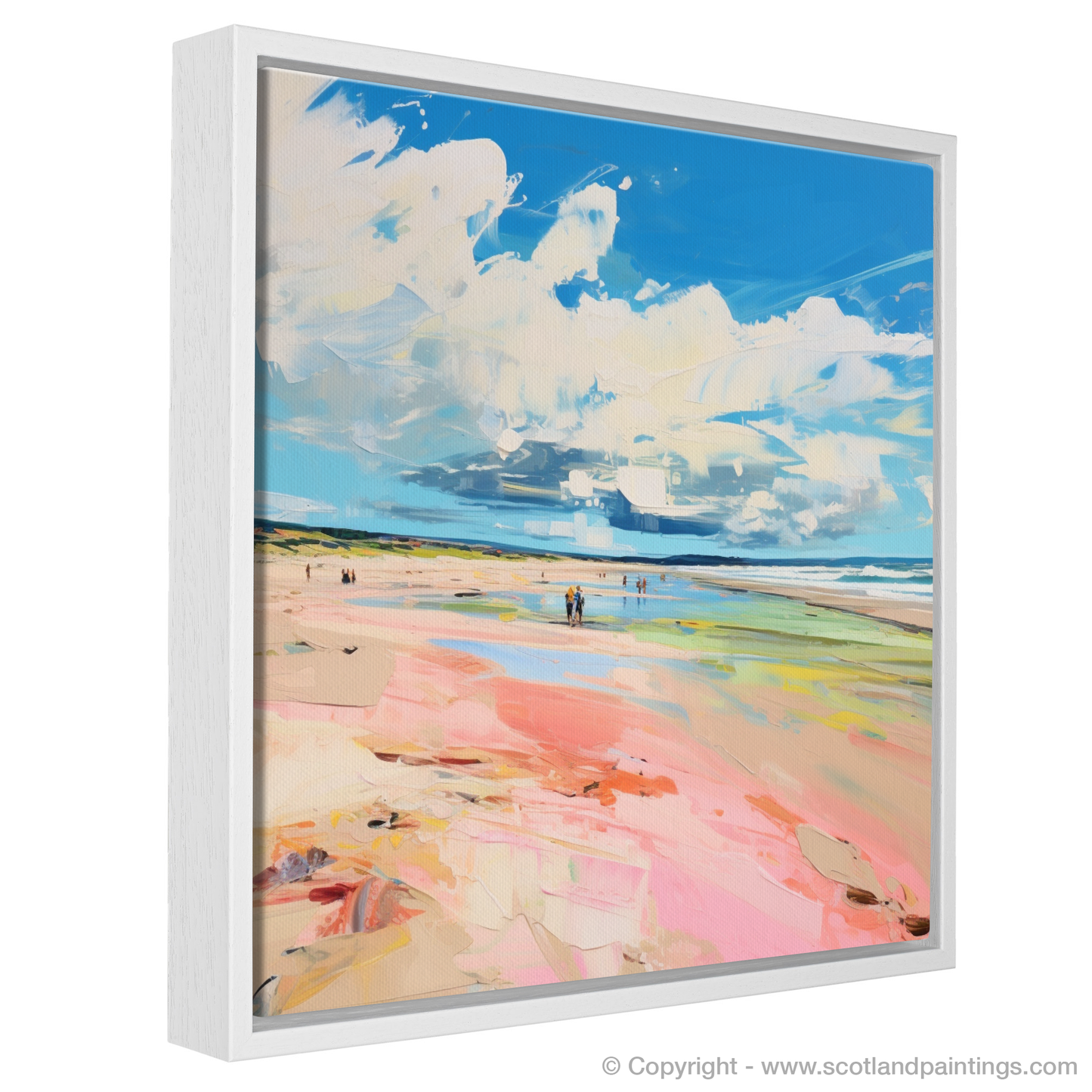 Painting and Art Print of Longniddry Beach, East Lothian in summer entitled "Summer Bliss at Longniddry Beach".