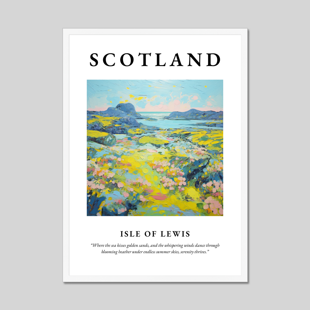 Poster in a white frame with the word Scotland