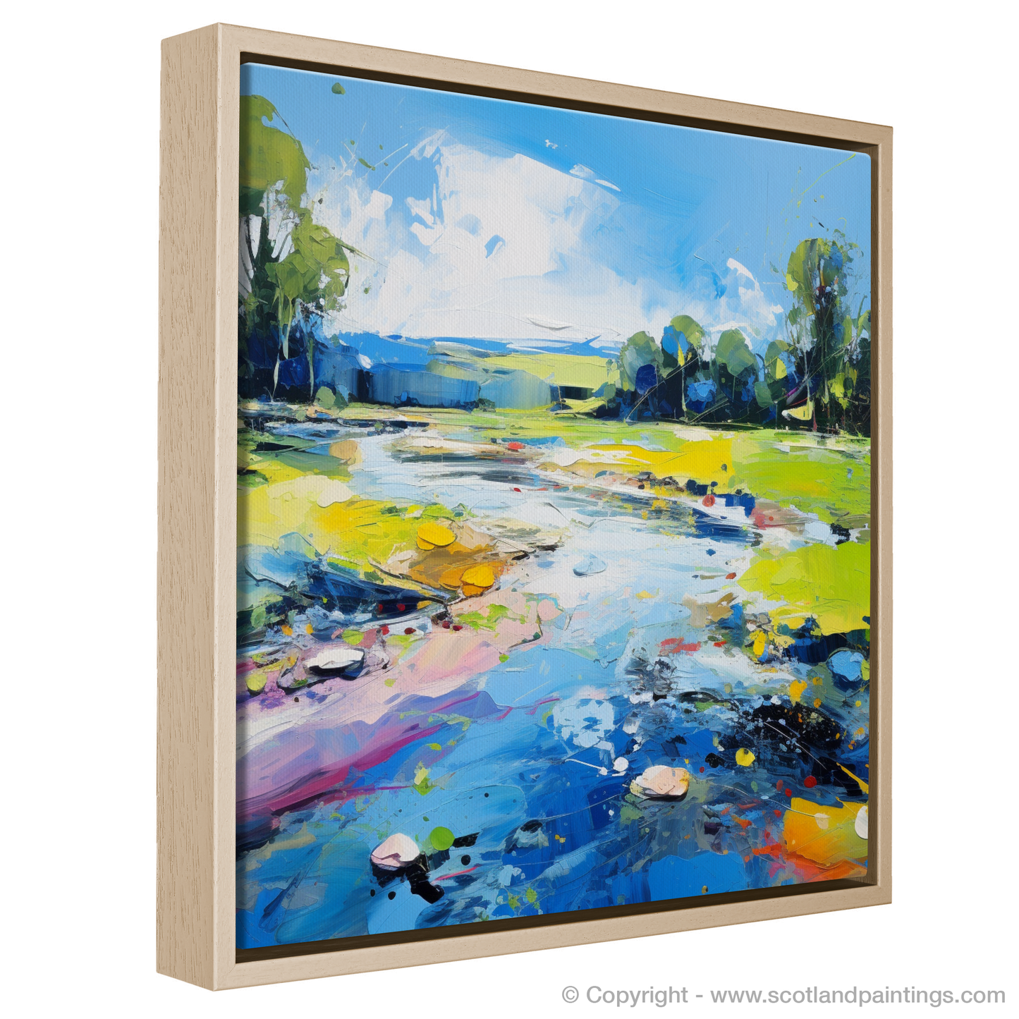 Painting and Art Print of River Dee, Aberdeenshire in summer entitled "Summer Rhapsody on the River Dee".