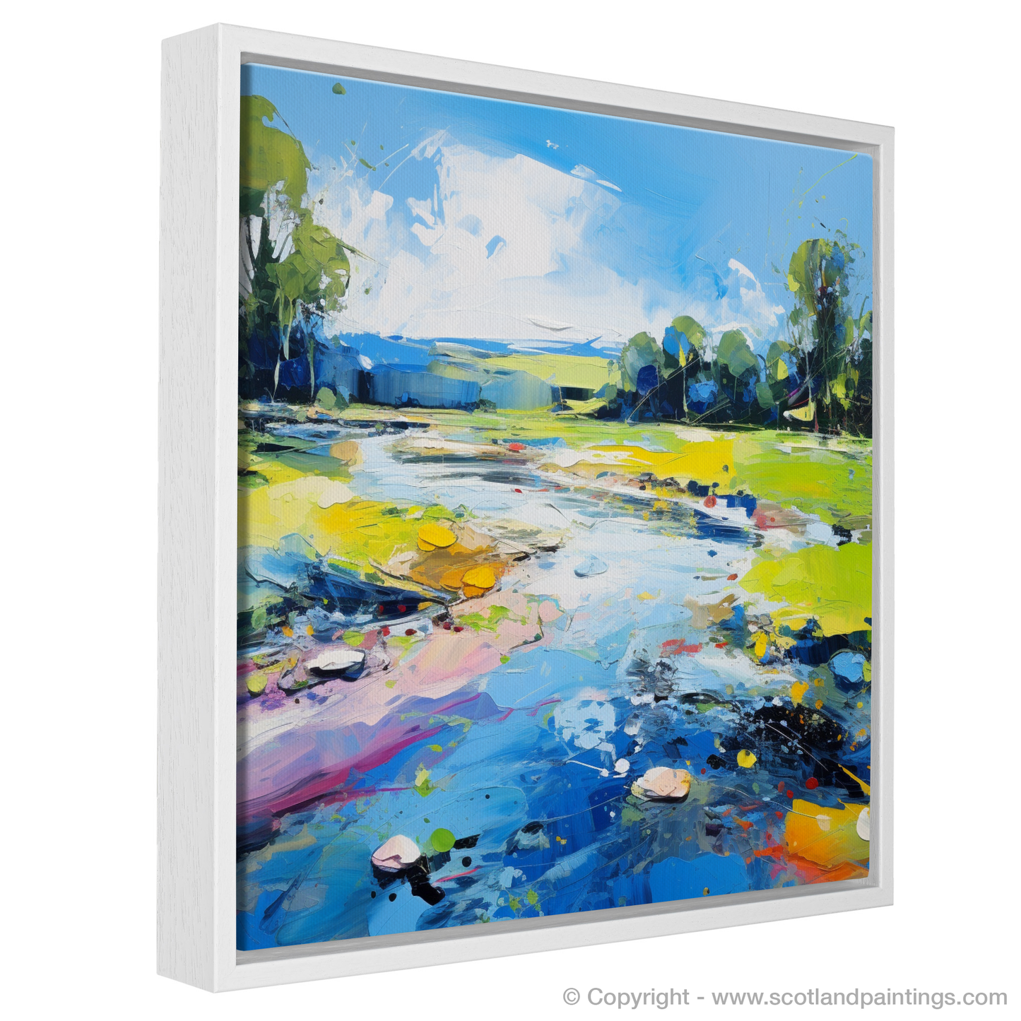 Painting and Art Print of River Dee, Aberdeenshire in summer entitled "Summer Rhapsody on the River Dee".