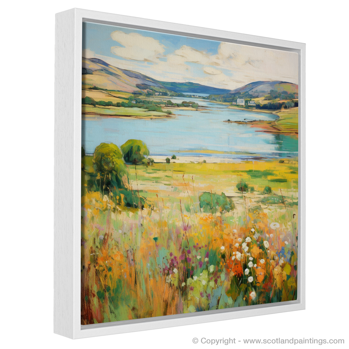 Painting and Art Print of Loch Leven, Perth and Kinross in summer entitled "Summer Serenity at Loch Leven".