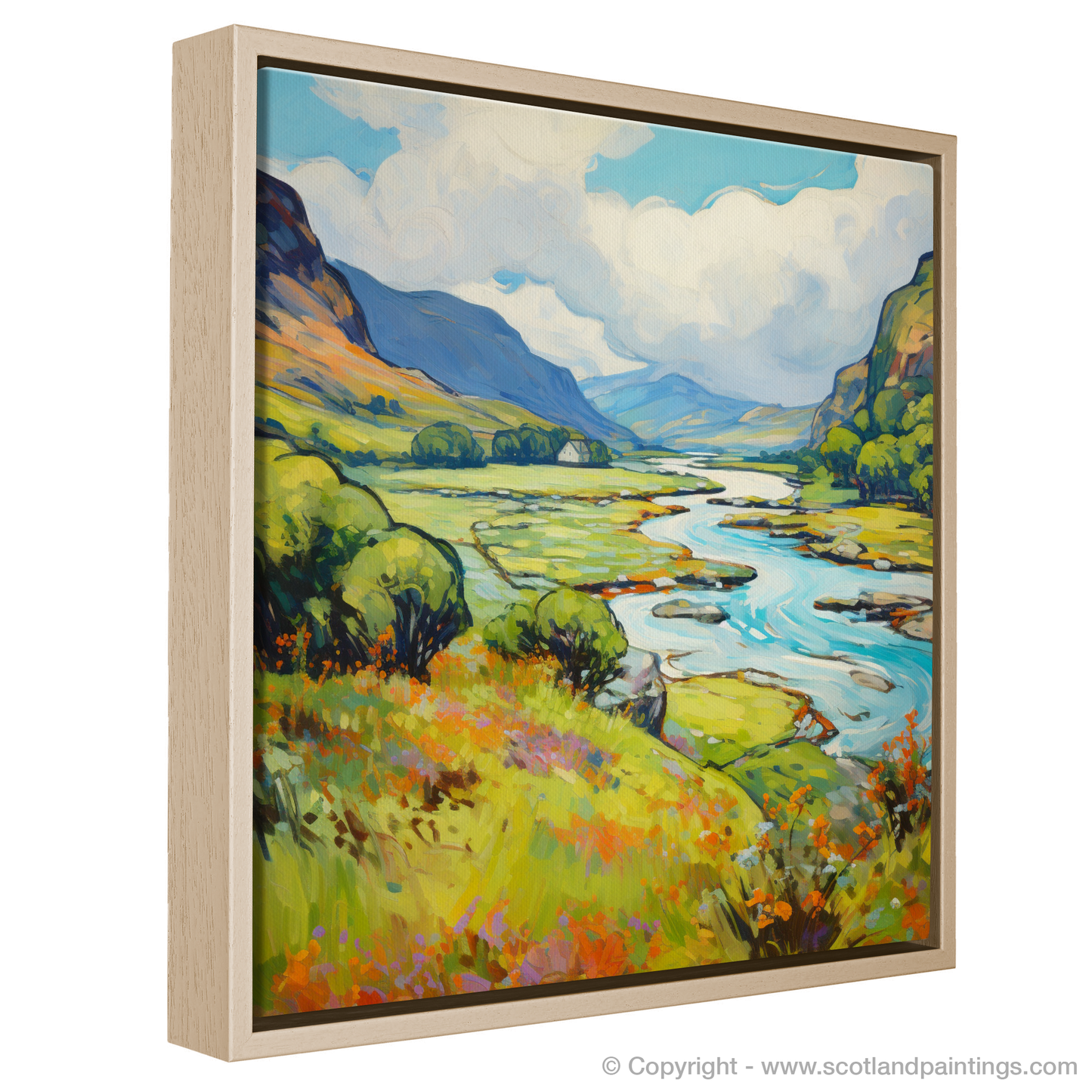 Painting and Art Print of Glen Falloch, Argyll and Bute in summer entitled "Summer Vibrance of Glen Falloch".