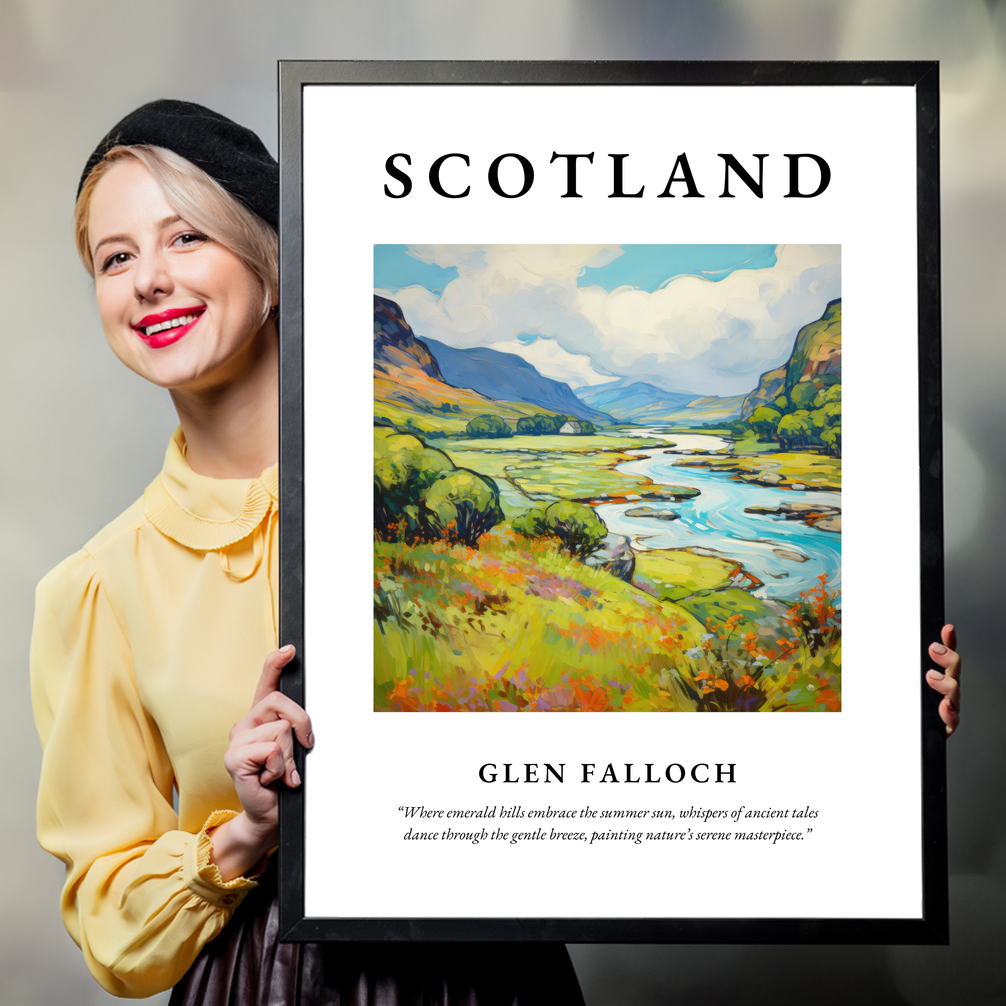 Person holding a poster of Glen Falloch