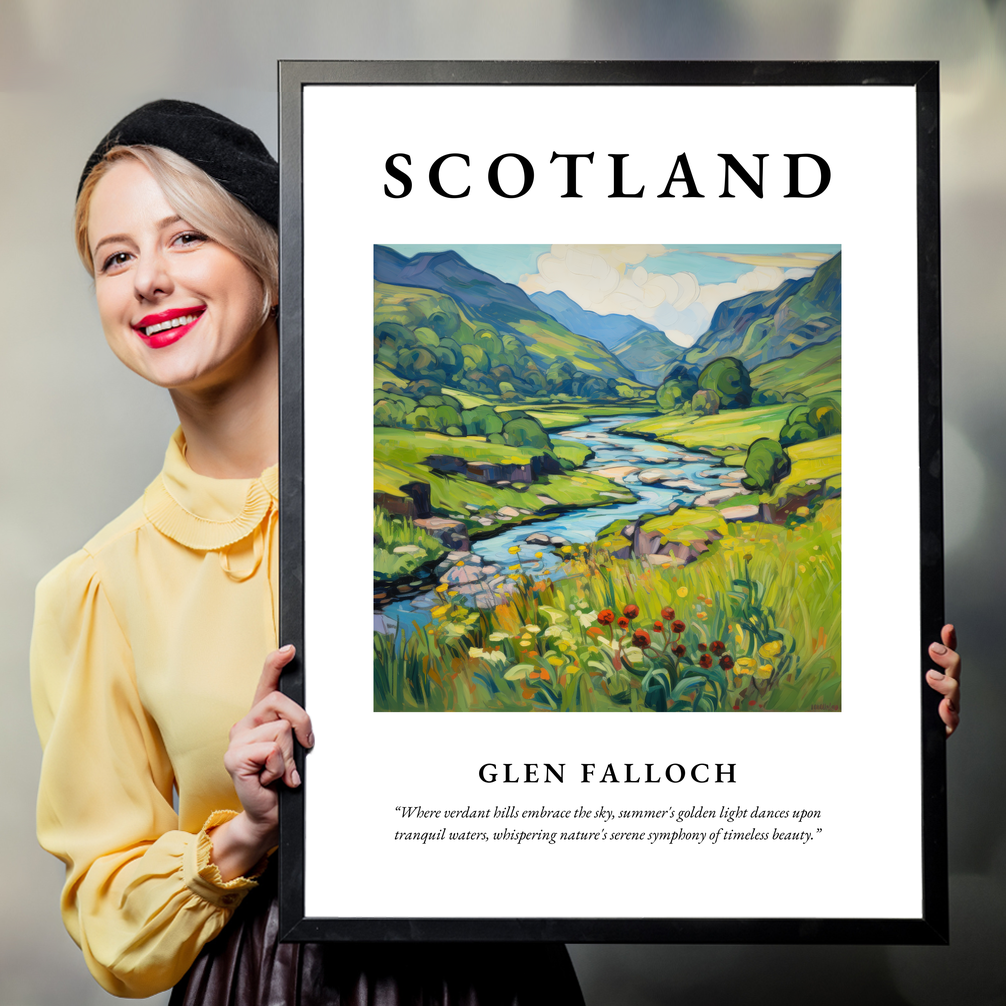 Person holding a poster of Glen Falloch