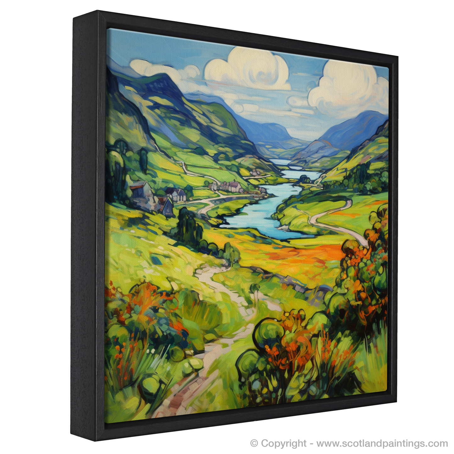 Painting and Art Print of Glen Falloch, Argyll and Bute in summer entitled "Summer Blaze in Glen Falloch".