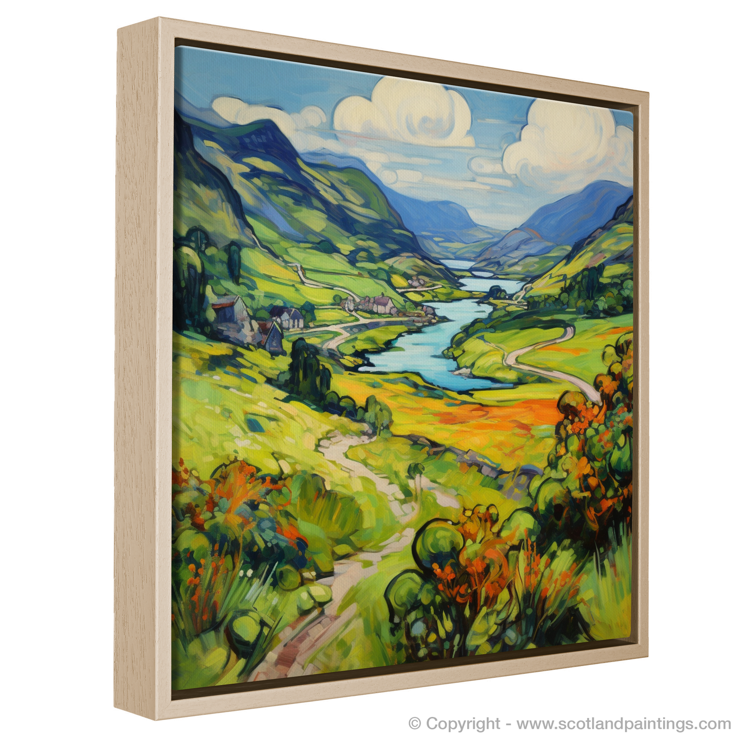 Painting and Art Print of Glen Falloch, Argyll and Bute in summer entitled "Summer Blaze in Glen Falloch".