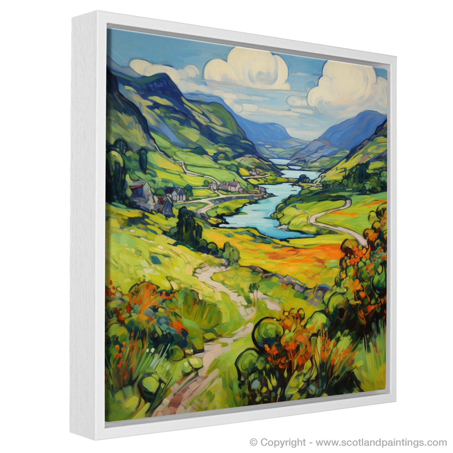 Painting and Art Print of Glen Falloch, Argyll and Bute in summer entitled "Summer Blaze in Glen Falloch".