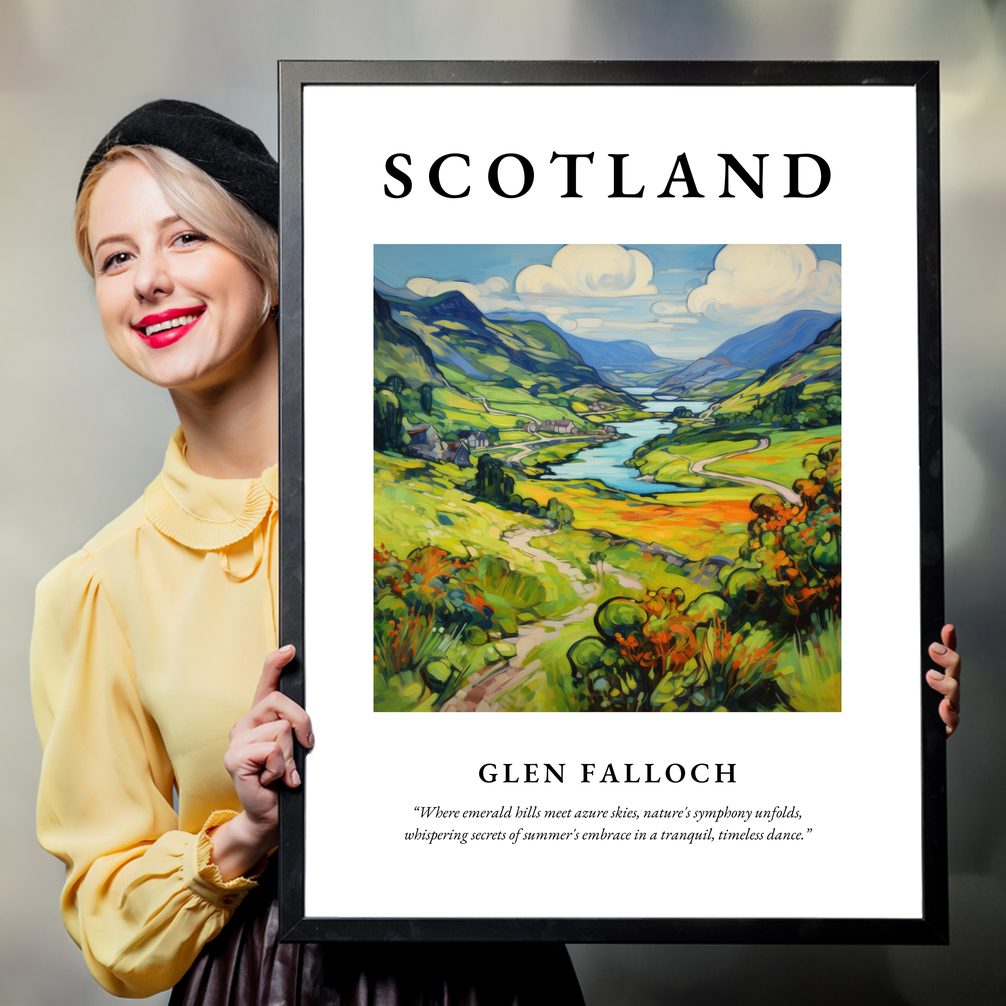 Person holding a poster of Glen Falloch