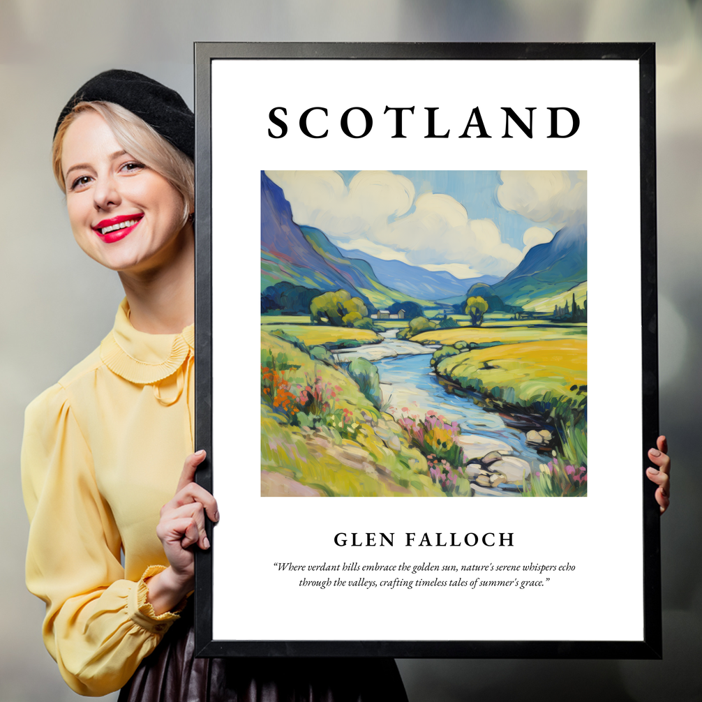 Person holding a poster of Glen Falloch