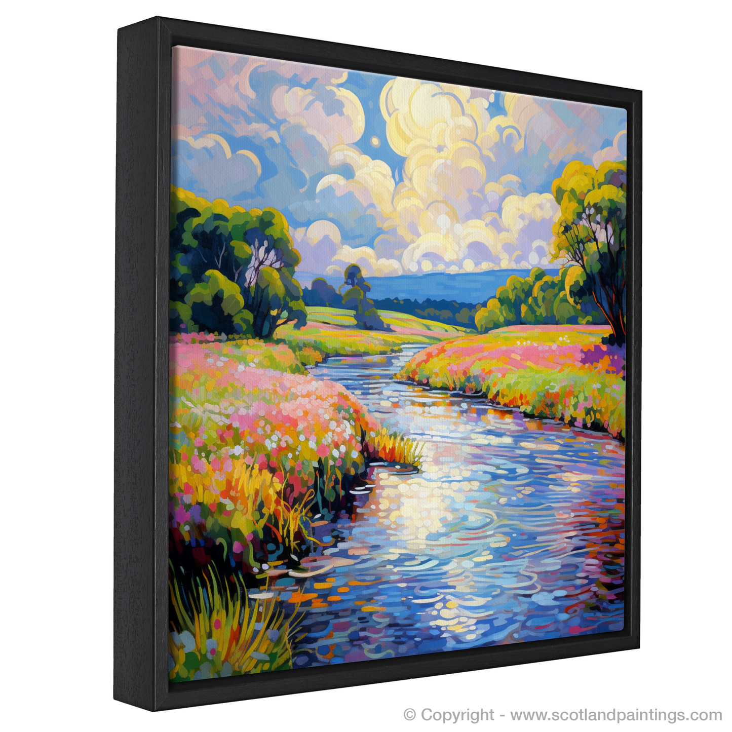 Painting and Art Print of River Esk, Angus in summer entitled "Summer Serenade by the River Esk".