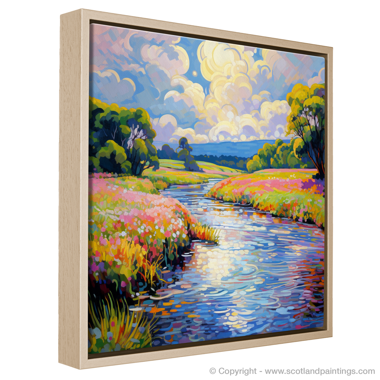 Painting and Art Print of River Esk, Angus in summer entitled "Summer Serenade by the River Esk".