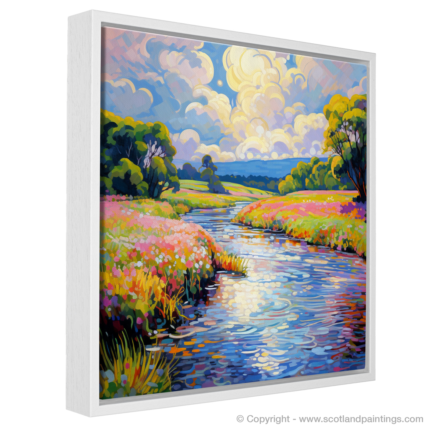 Painting and Art Print of River Esk, Angus in summer entitled "Summer Serenade by the River Esk".