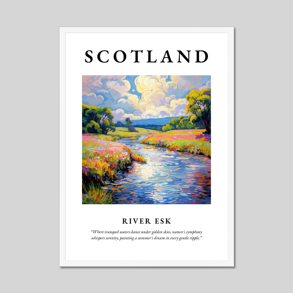 Poster in a white frame with the word Scotland