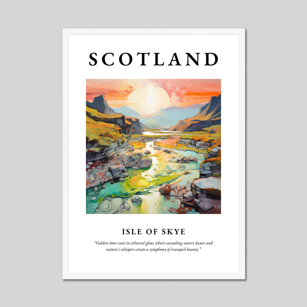 Poster in a white frame with the word Scotland