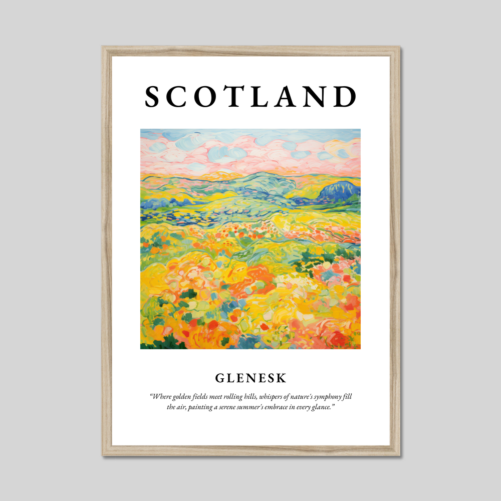 Poster in a natural frame with the word Scotland