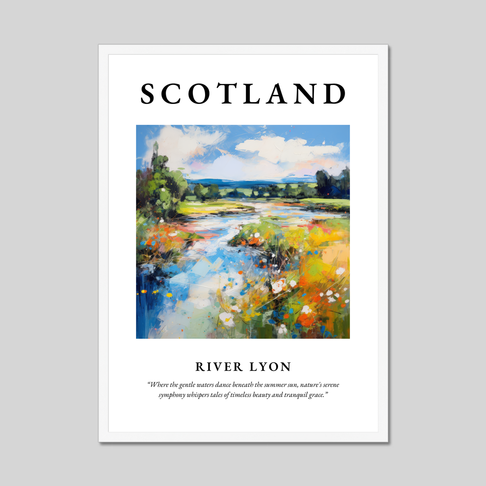 Poster in a white frame with the word Scotland