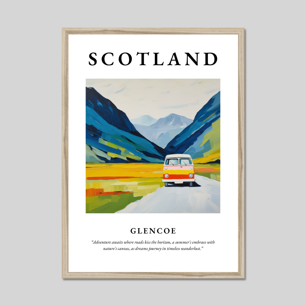 Poster in a natural frame with the word Scotland